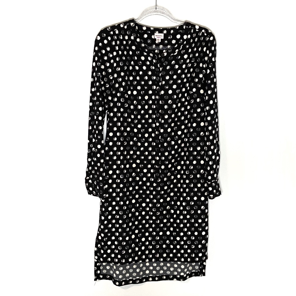 Merona Black & White Polka Dot Long Sleeved Dress